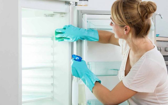 cleaning the fridge