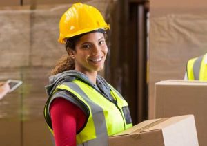 smiling warehouse worker