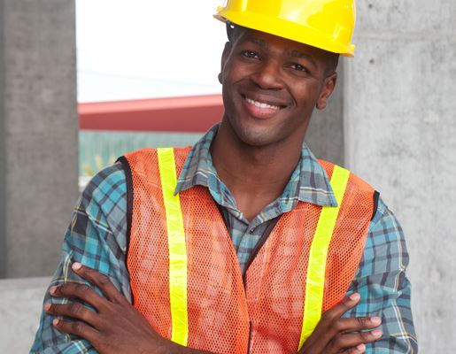smiling construction site worker